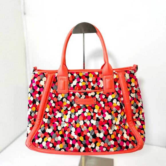 Vera Bradley Handbag Quilted Tote Satchel Multicolor Dots Coral Colorful Colors - Picture 5 of 5